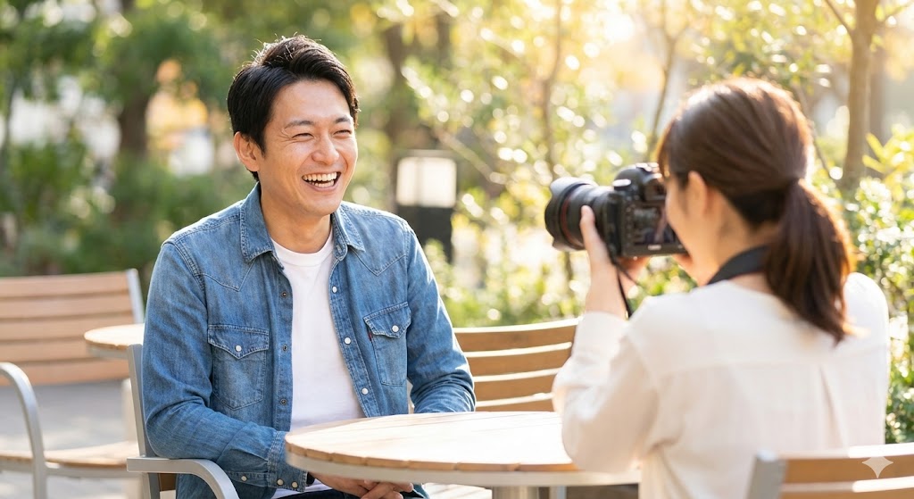 写真を撮ってもらう様子