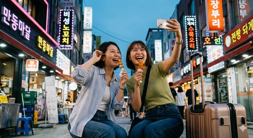 韓国旅行を楽しむ女性たち