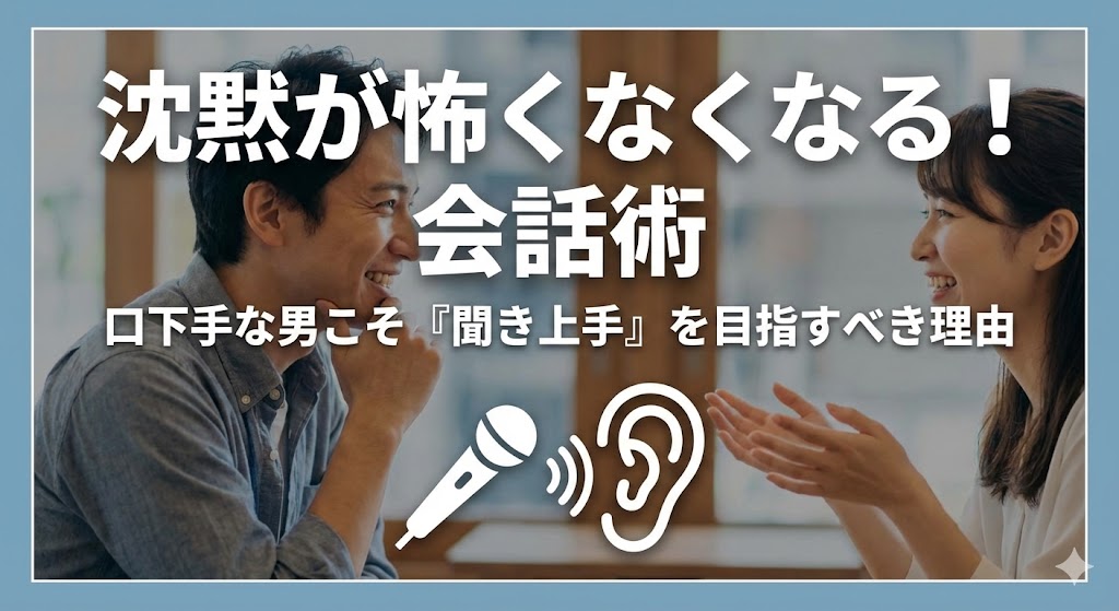 アイキャッチ画像、 会話する男女、 タイトル説明