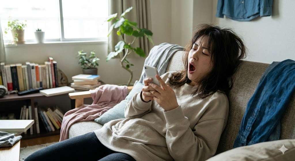 退屈そうな女性